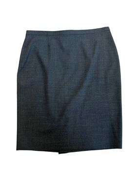 Elise Tahari dark Heathered navy blue back pleat detail pencil skirt Sz 8